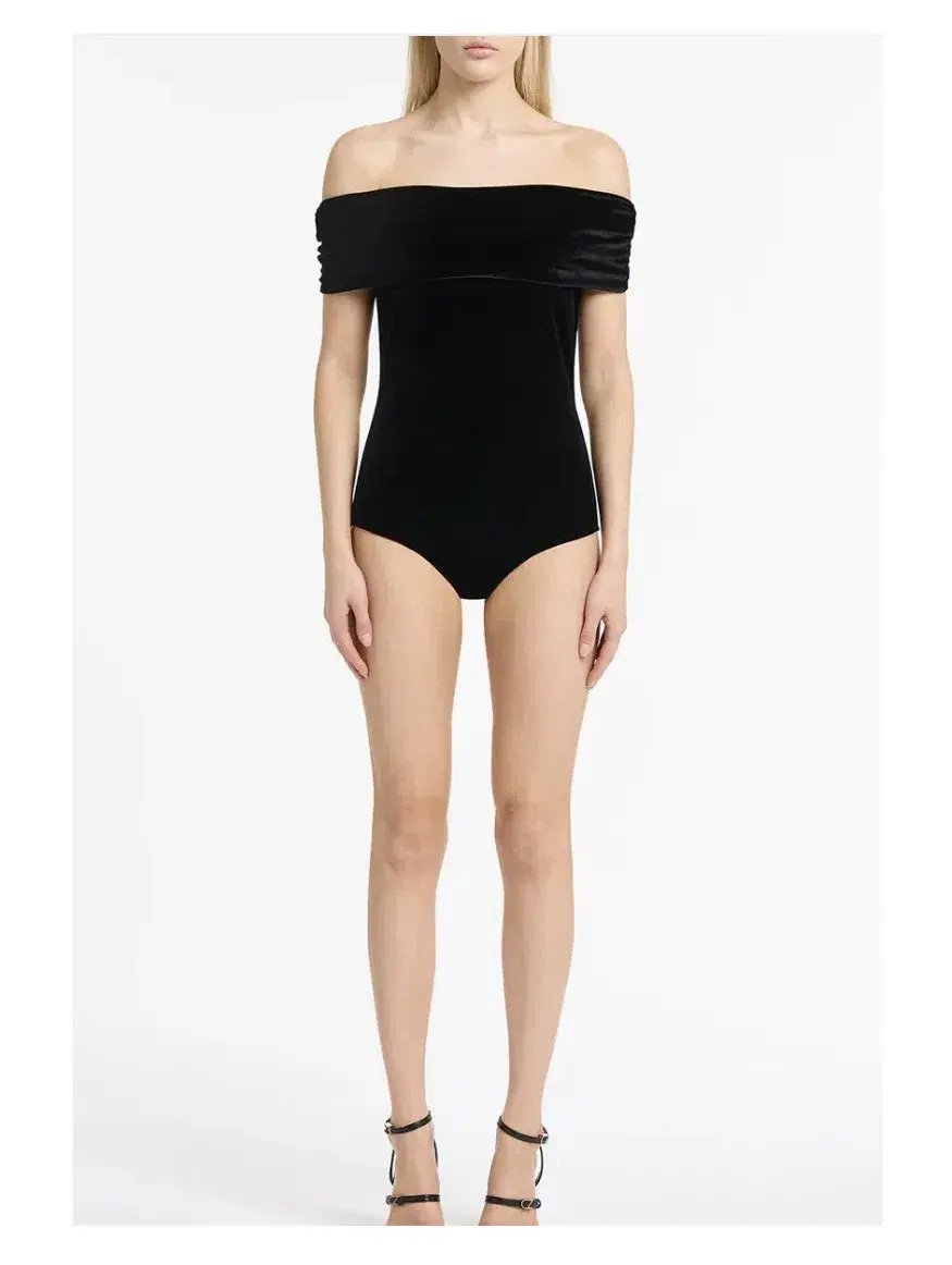 Carla Zampatti Off Shoulder Bodysuit Top and Velvet Pant Black Size 6 photo 8