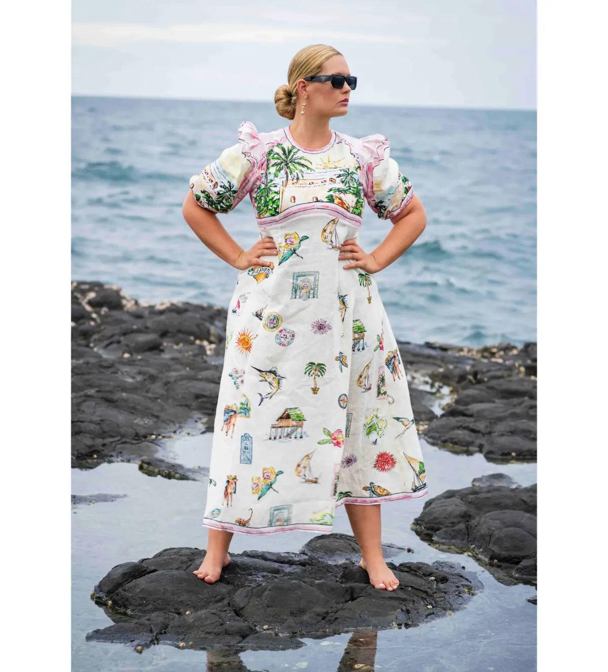 Alemais Sunset Midi Dress Print Size 14 photo 3
