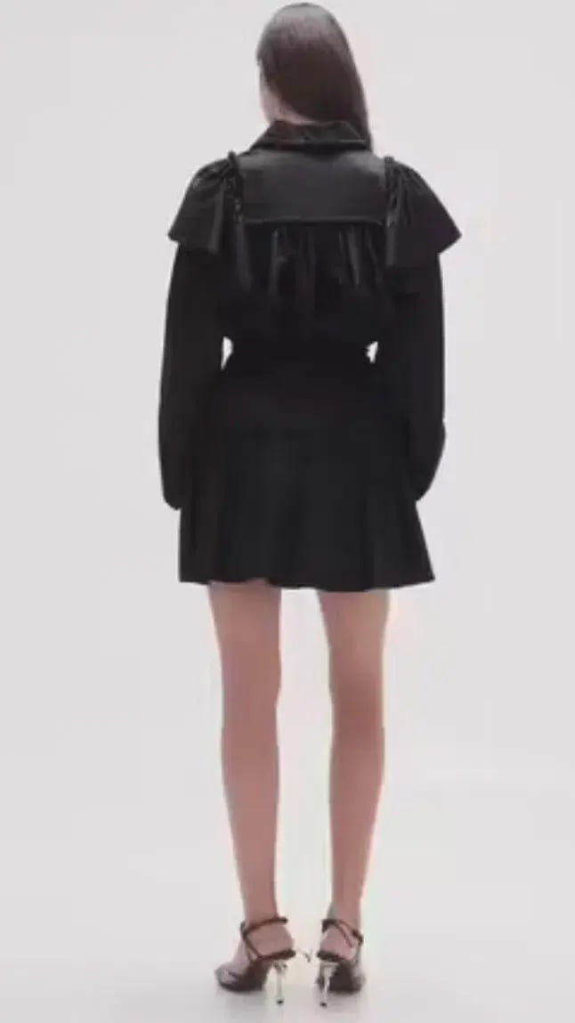 Aje Dahlia Flounce Long Sleeve Mini Dress in Black Size 12 photo 6