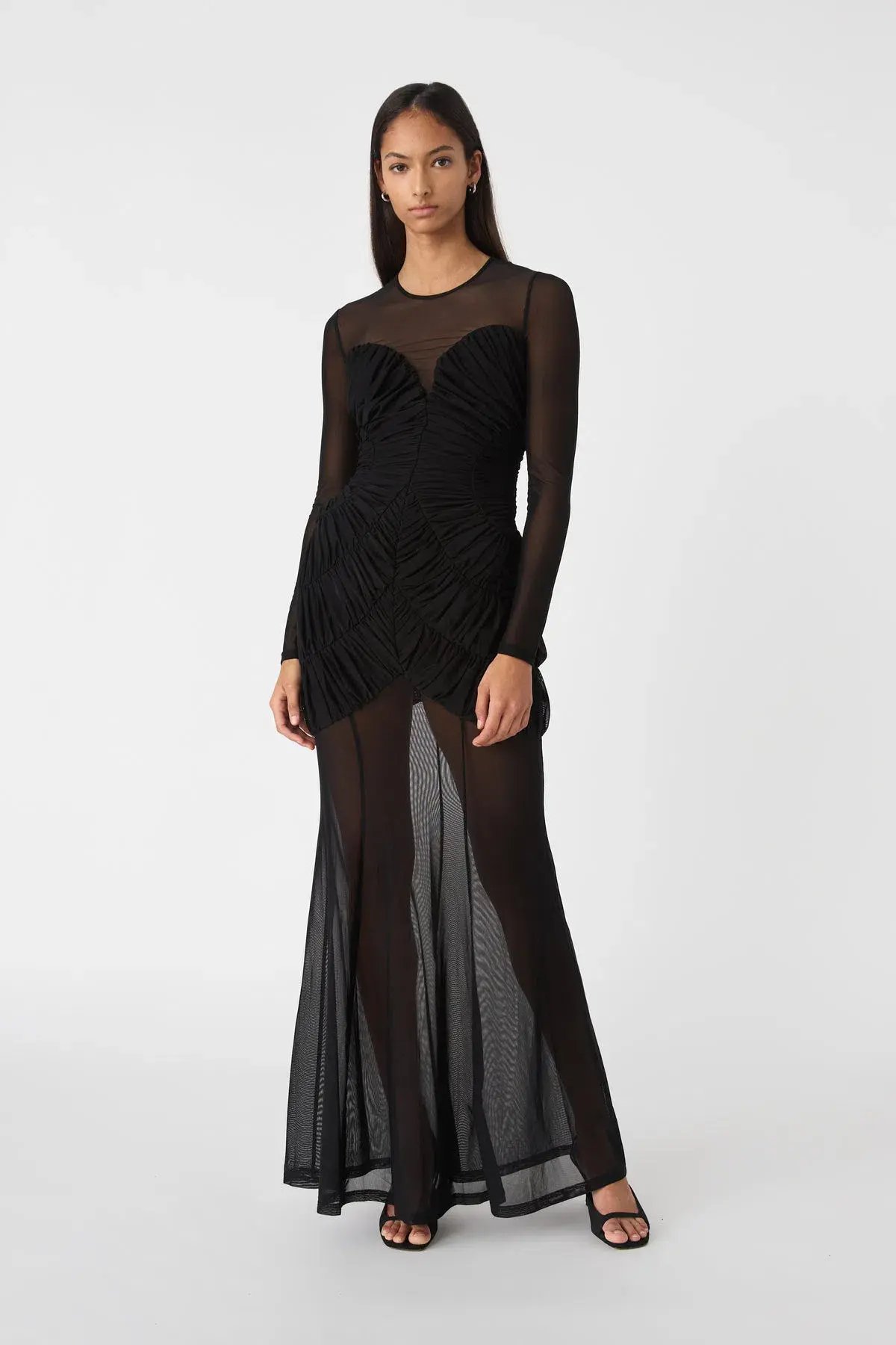 MISHA Talitha Fine Mesh Maxi Dress Black Size 10/M photo 2