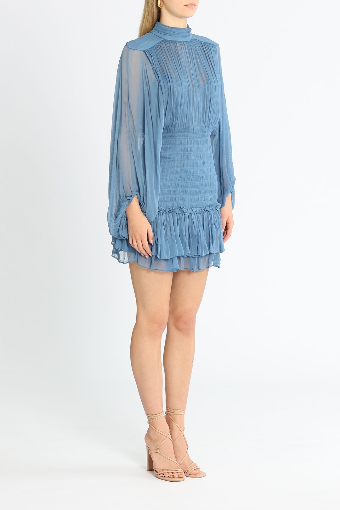 Noemi Ruched Mini Dress - Blue photo 2