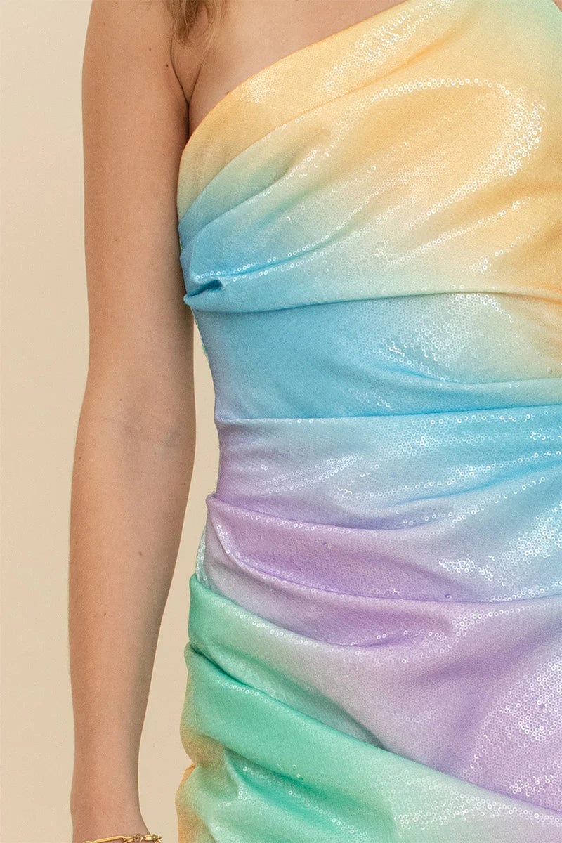 SUBOO OMBRE ONE SHOULDER SPLIT MINI DRESS - MULTI photo 4