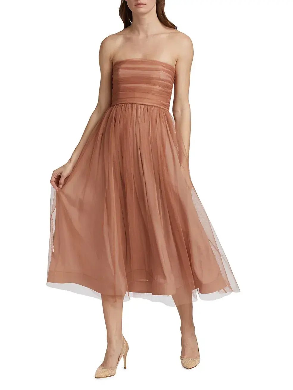 Zimmermann Tulle Strapless Midi Dress in Lipstick Size 1/AU 10 photo 2