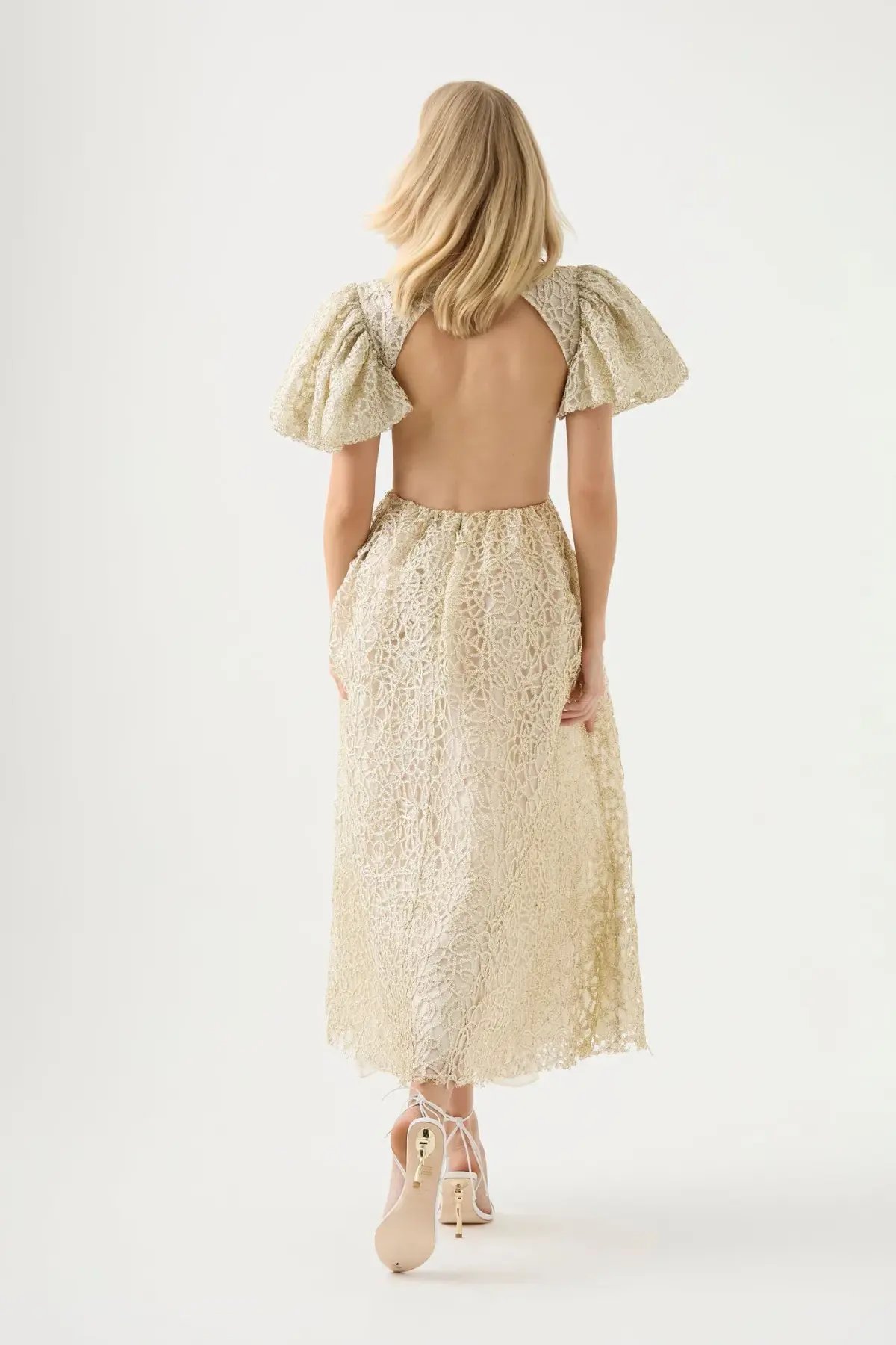 Aje Patina Lace Midi Dress Ivory Size AU 14 photo 3