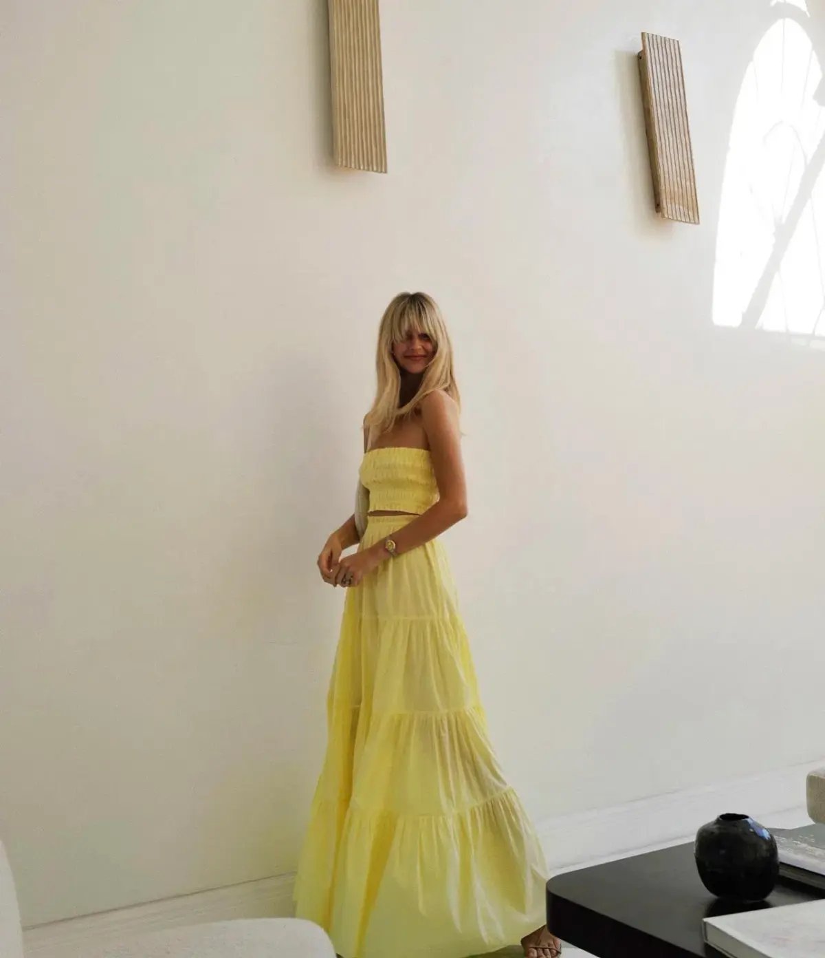 Steele Paradise Crop and Parasol Skirt Set in Neon Yellow Size 10 photo 5