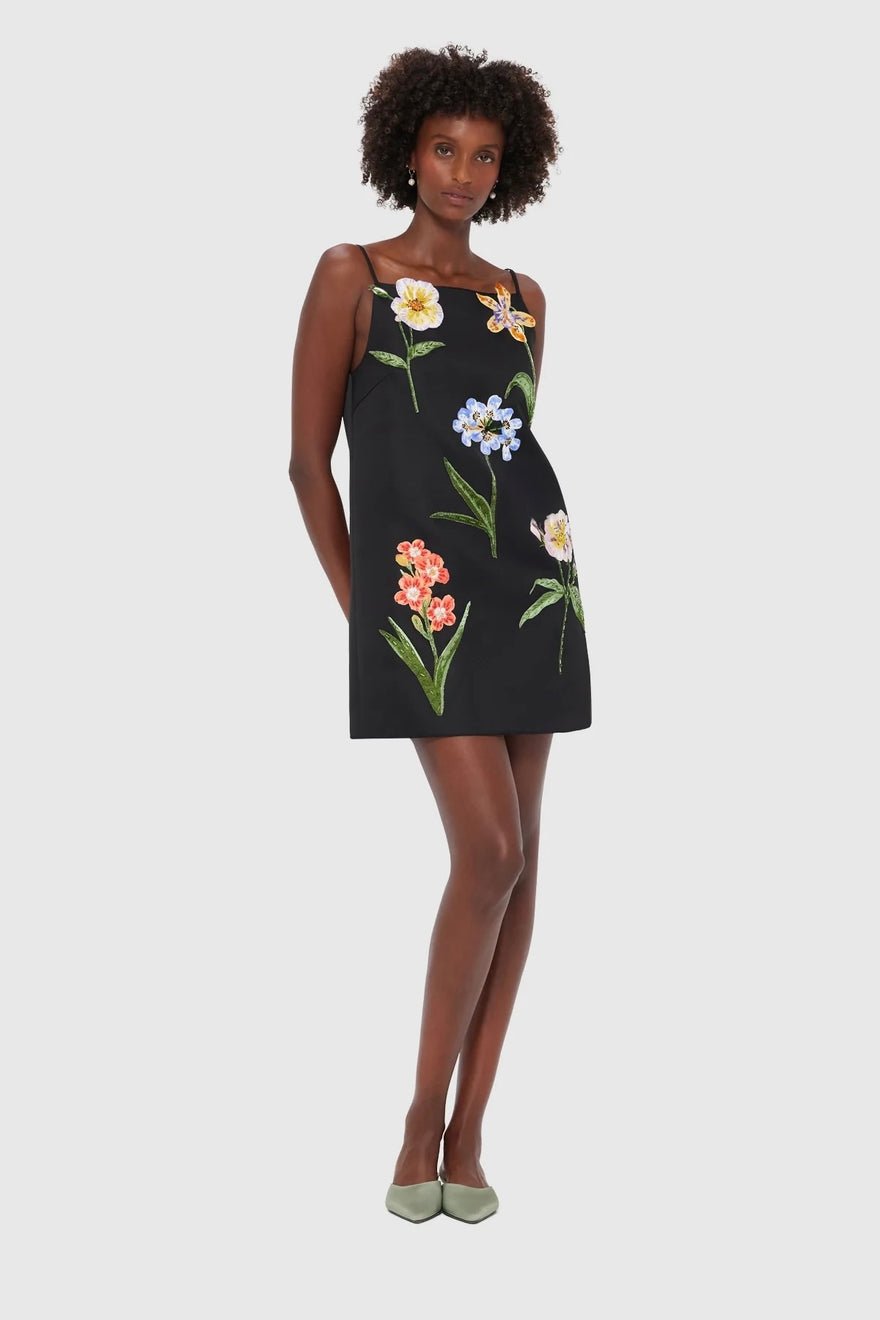 Leo Lin Leia Embroidery Mini Dress - Botanical Print in Ebony photo 2