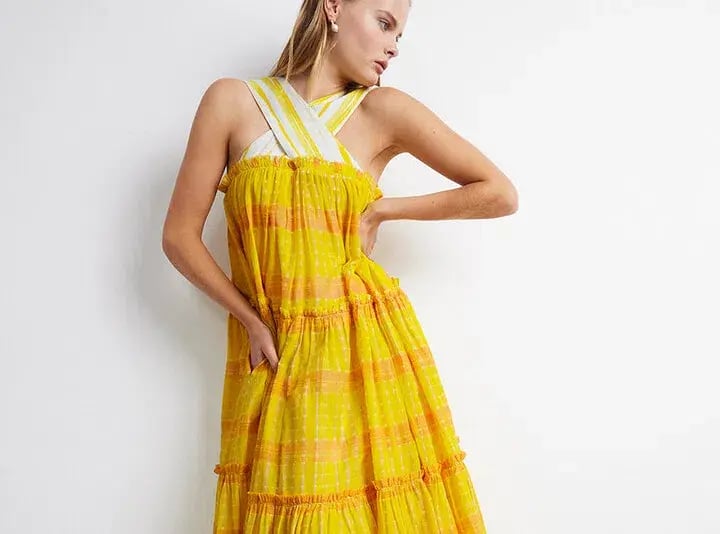 Aje Wilderness Tiered Maxi Dress Yellow Size AU 6 / US 2 photo 6