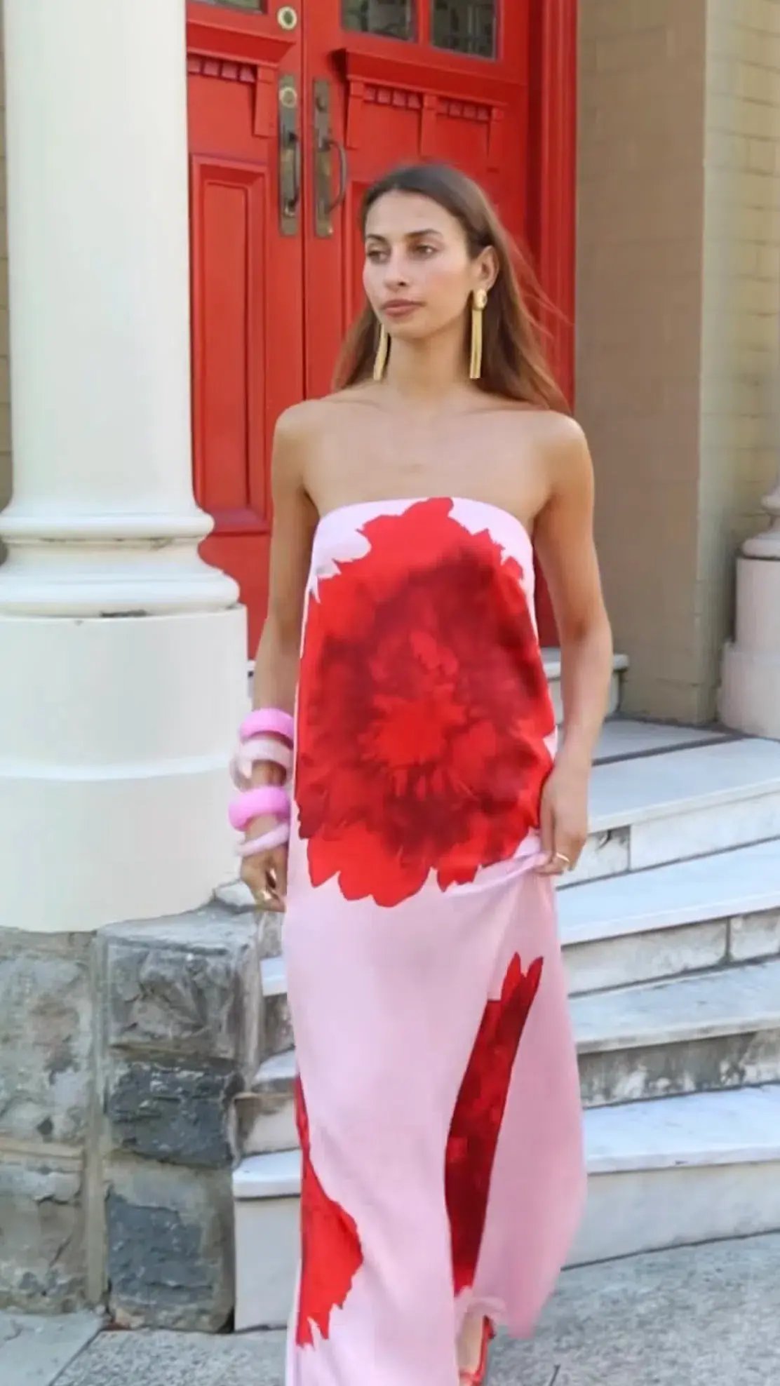 Suboo Emilia Bustier Maxi Dress Pink Floral Size 8 photo 4