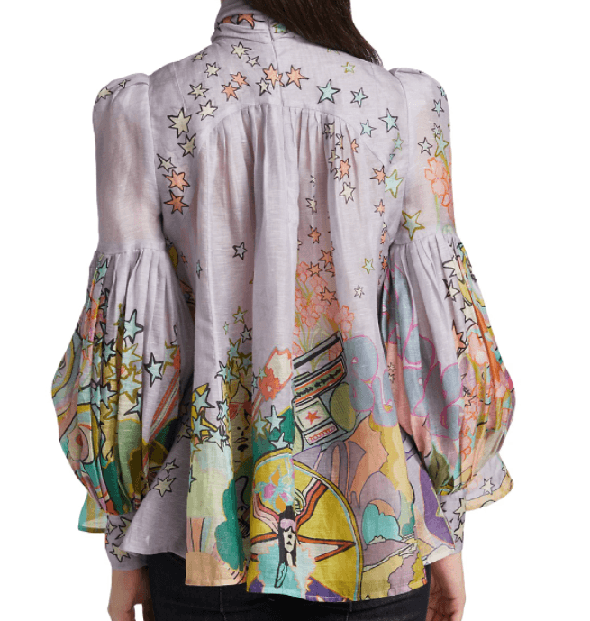 Zimmermann Concert Tie Neck Blouse Lilac Collage Size 1 / Au 10 photo 3