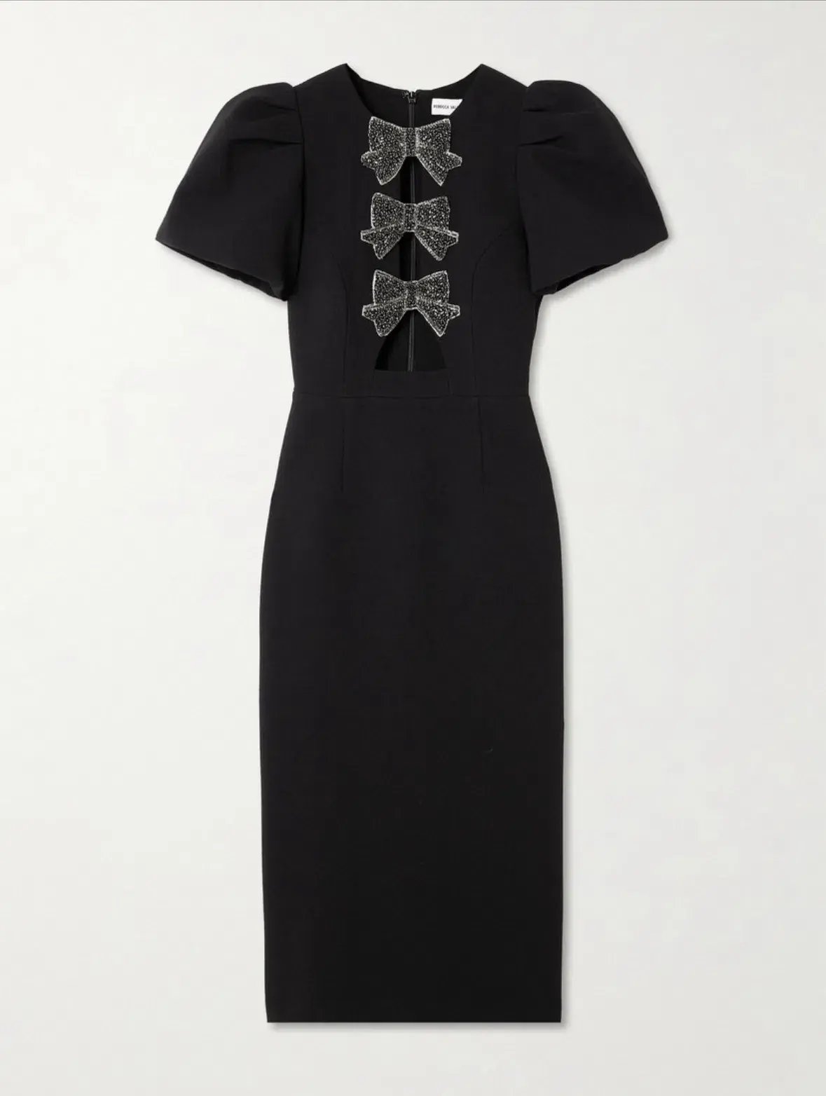 Rebecca Valance Eliana Puff Sleeve Midi Dress in Black Size AU 12 photo 4