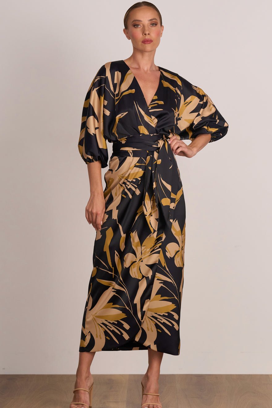 Pasduchas Ablaze Wrap Midi Dress - Black photo 3