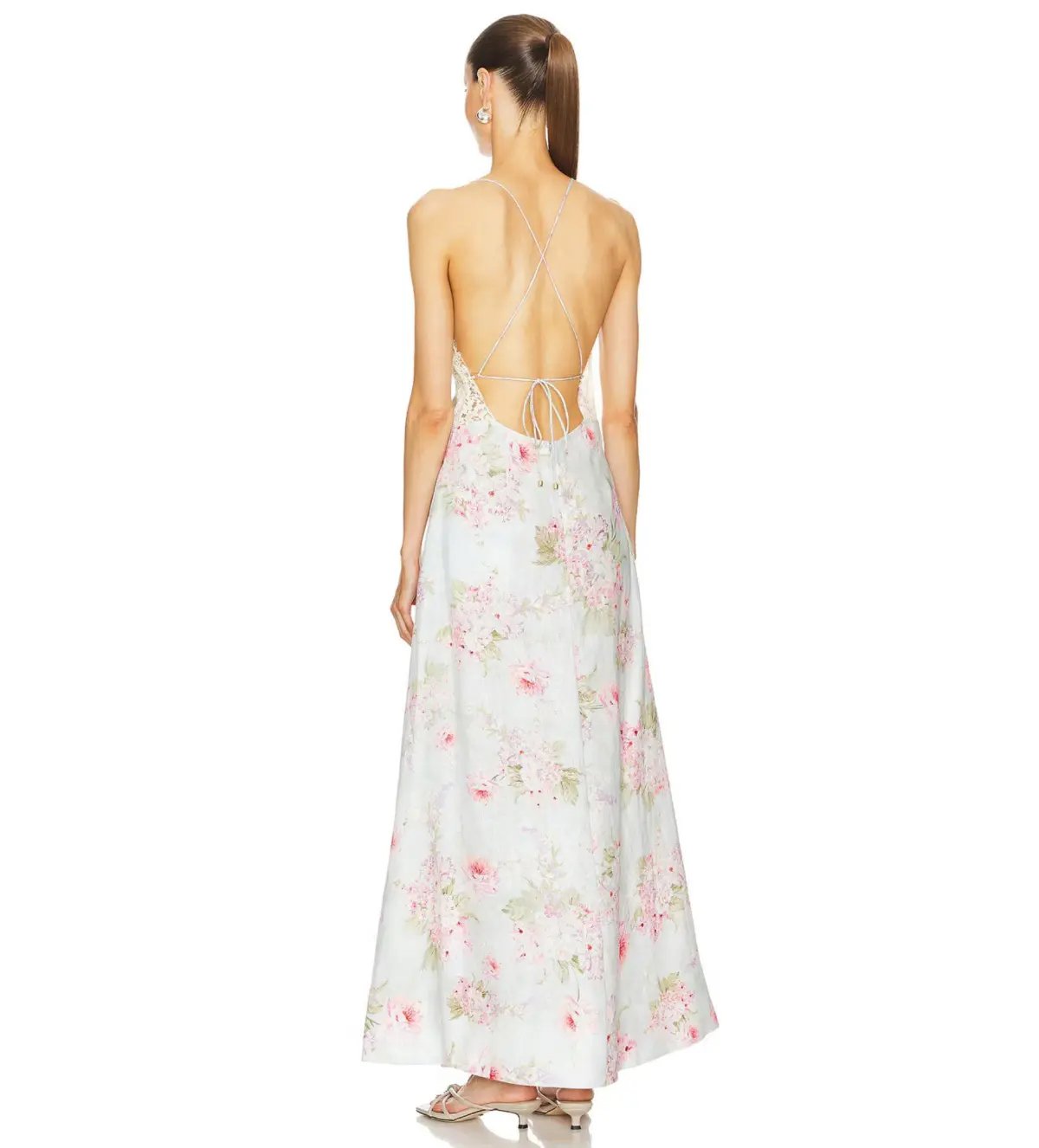 Zimmermann The Halliday A-line Midi Dress in Blue Watercolour Floral Size 1/Au 10 photo 2