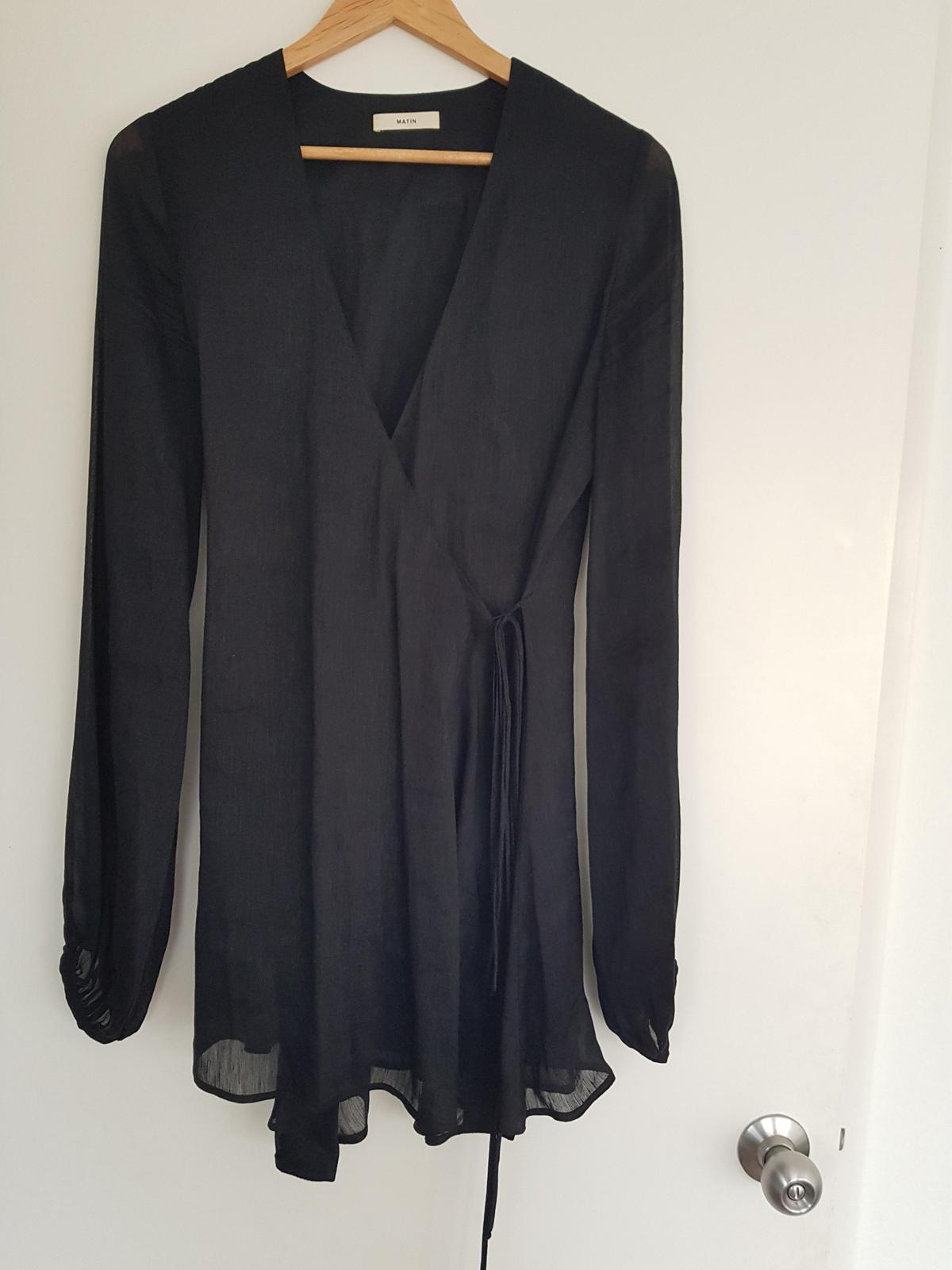 Matin, Westbourne Mini Wrap Dress, Black, size 8 photo 5