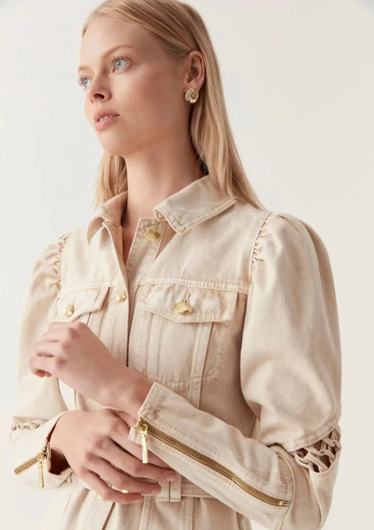 Aje Effie Braided Denim Mini Dress Beige Size 8 photo 2