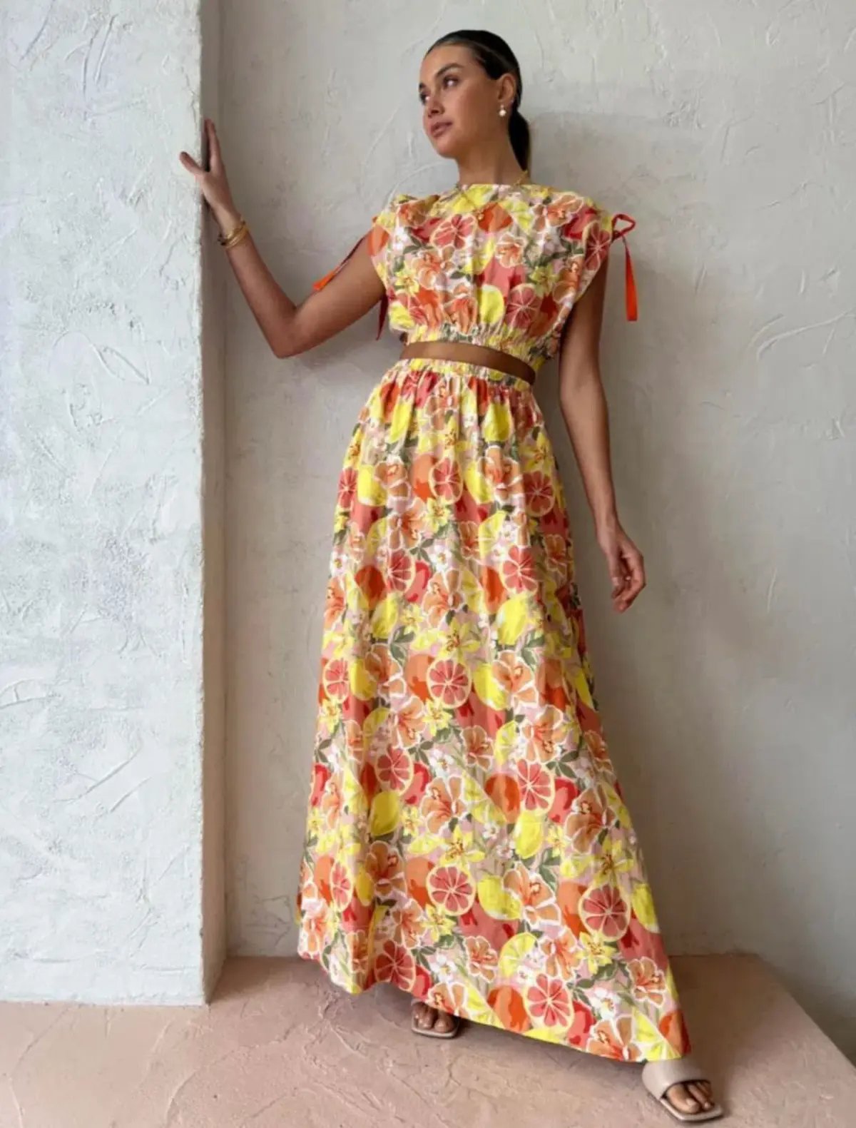 By Nicola Ahoy Top and Skirt Set in Citrus Print Size 8 photo 3