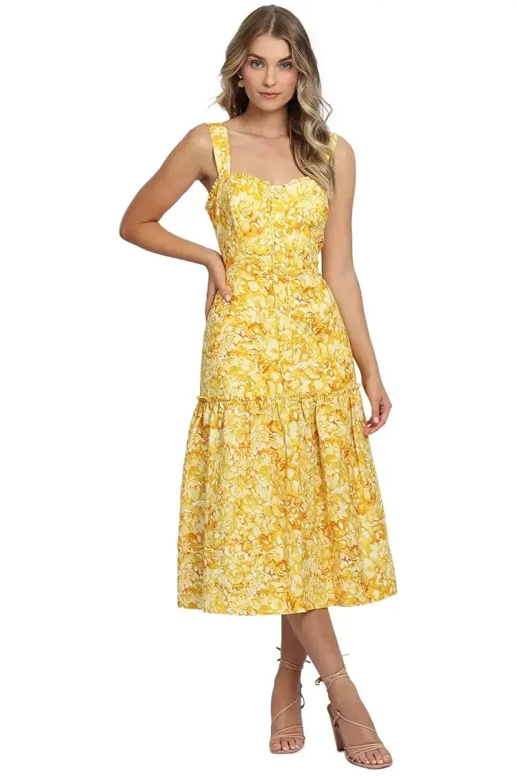 Rebecca Vallance Gialla Midi Dress in Yellow Size 8 photo 4