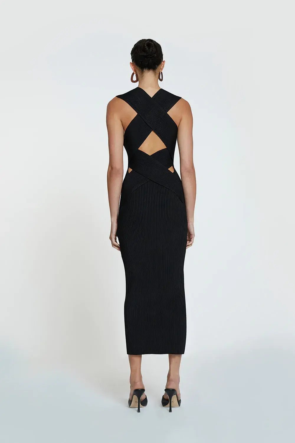By Johnny Leora Latice Knit Midi Dress Black Size S photo 3