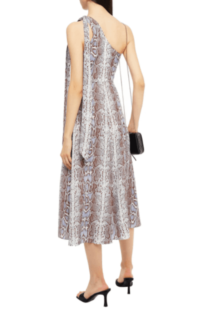 Zimmermann One Shoulder Snake Print Silk Crepe De Chine Midi Dress Print Size 6 photo 2