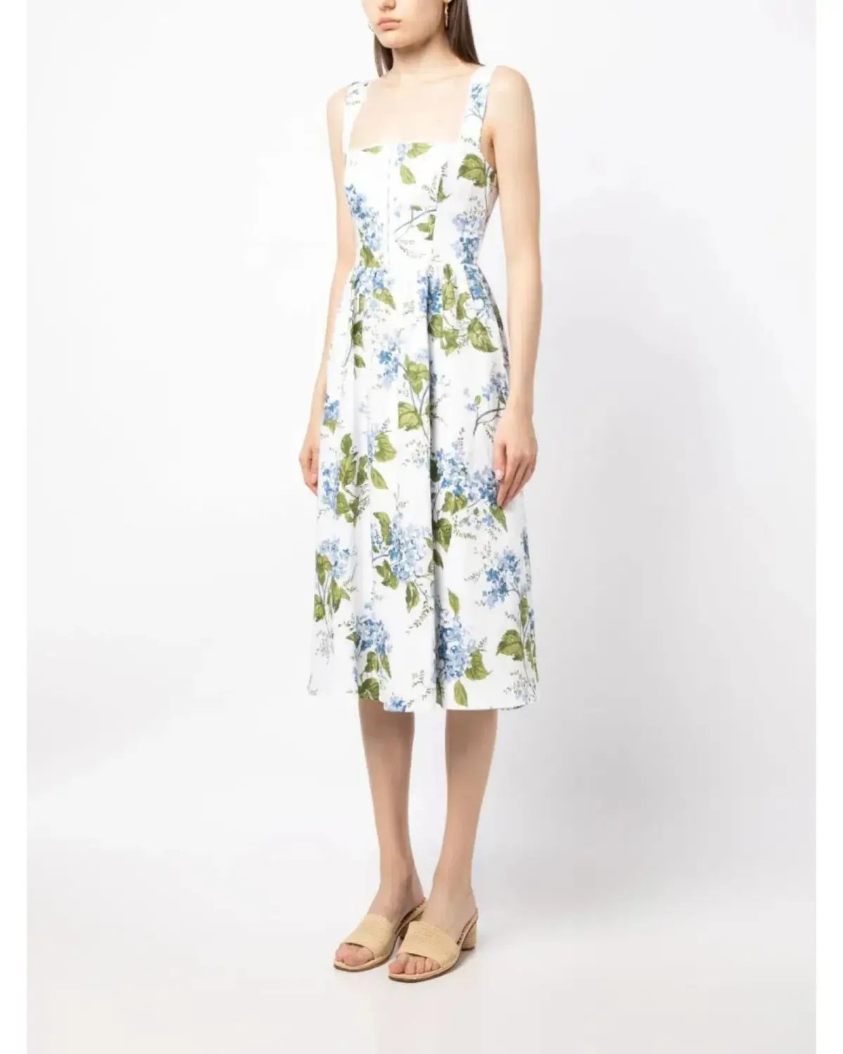 Reformation Tagliatelle Linen Midi Dress Floral Size AU 10 photo 2