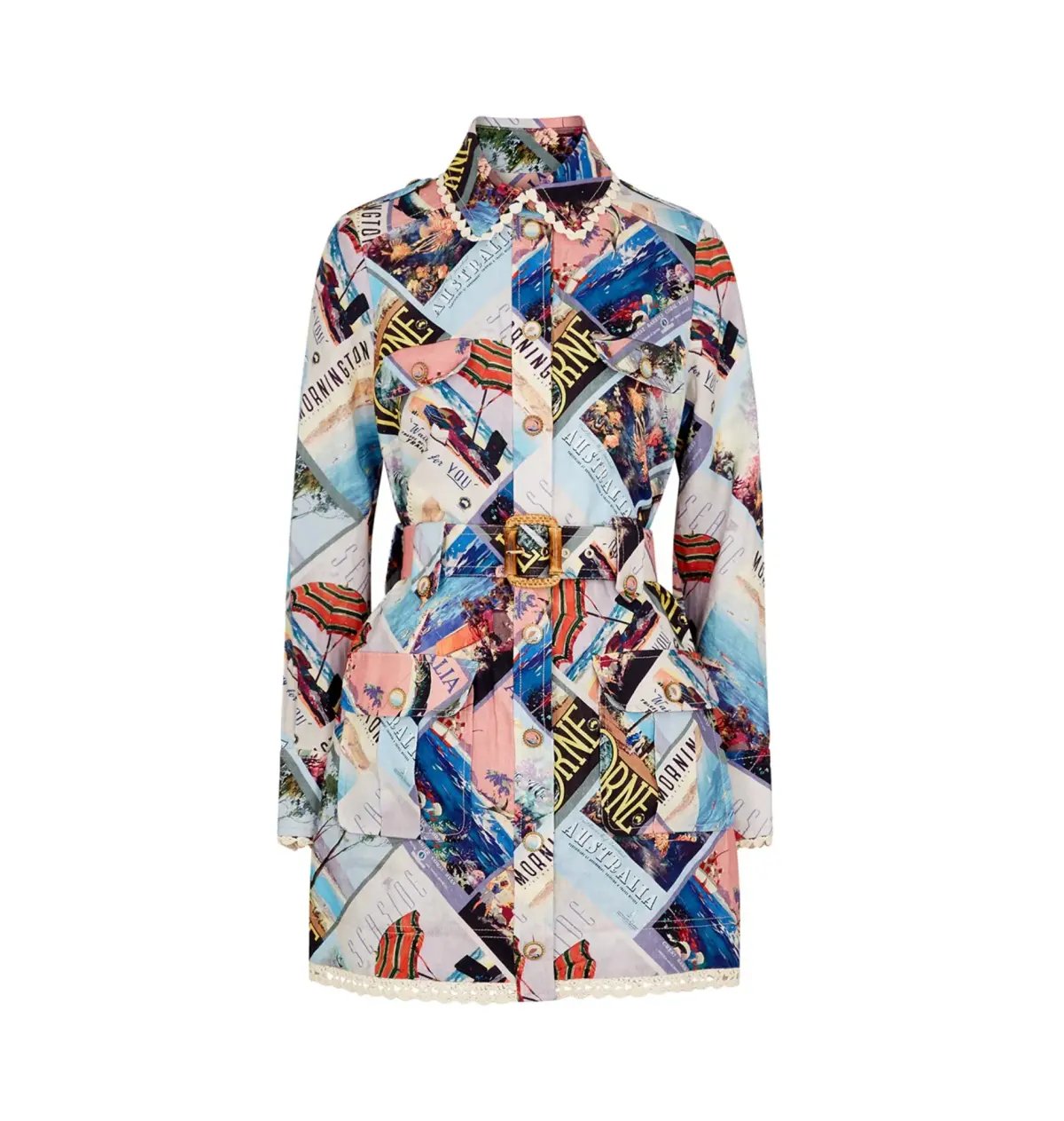 Zimmermann Postcard Shirt Mini Dress Print Size 2 / AU 12 photo 4