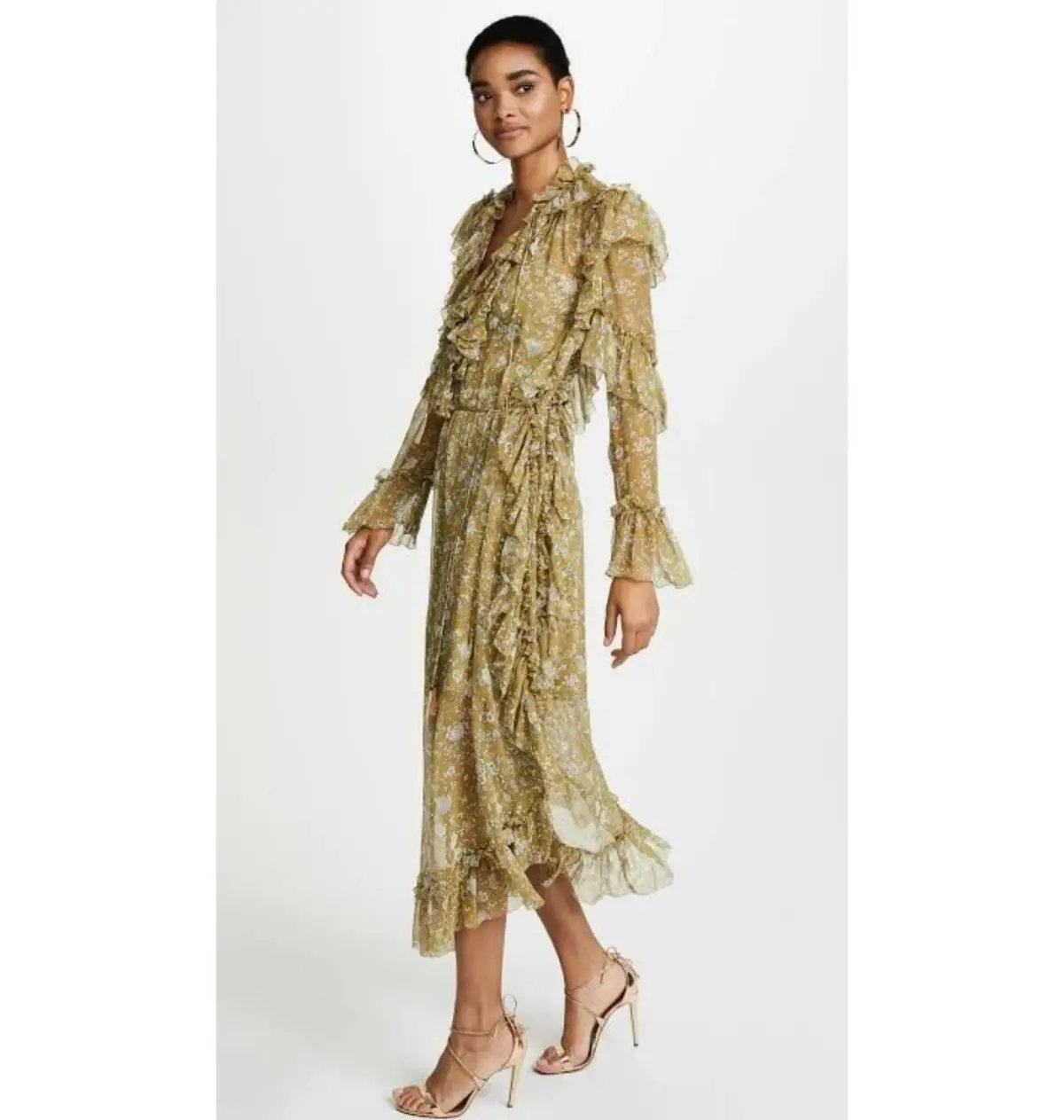 Zimmermann Rife Ruffle Midi Dress Floral Size 1 / AU 10 photo 2