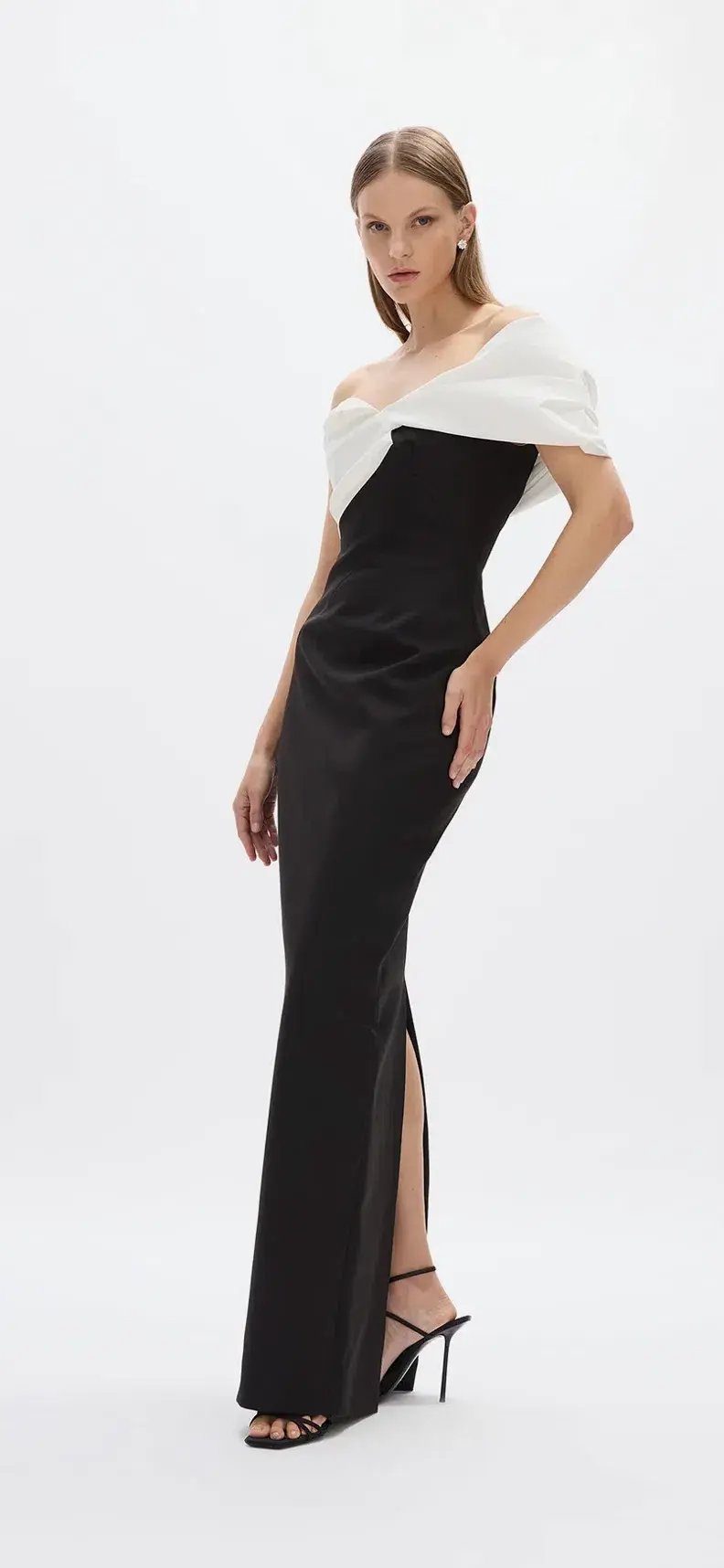 Rachel Gilbert Delilah Gown Black/White Size 8 photo 2