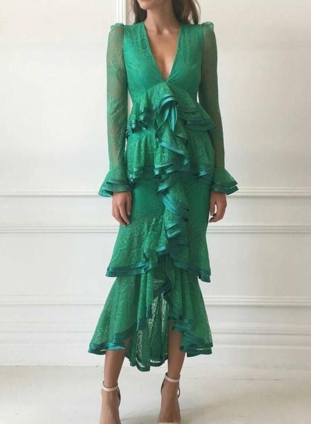 Nicola Finetti Maia Green Dress Sz 10 photo 2
