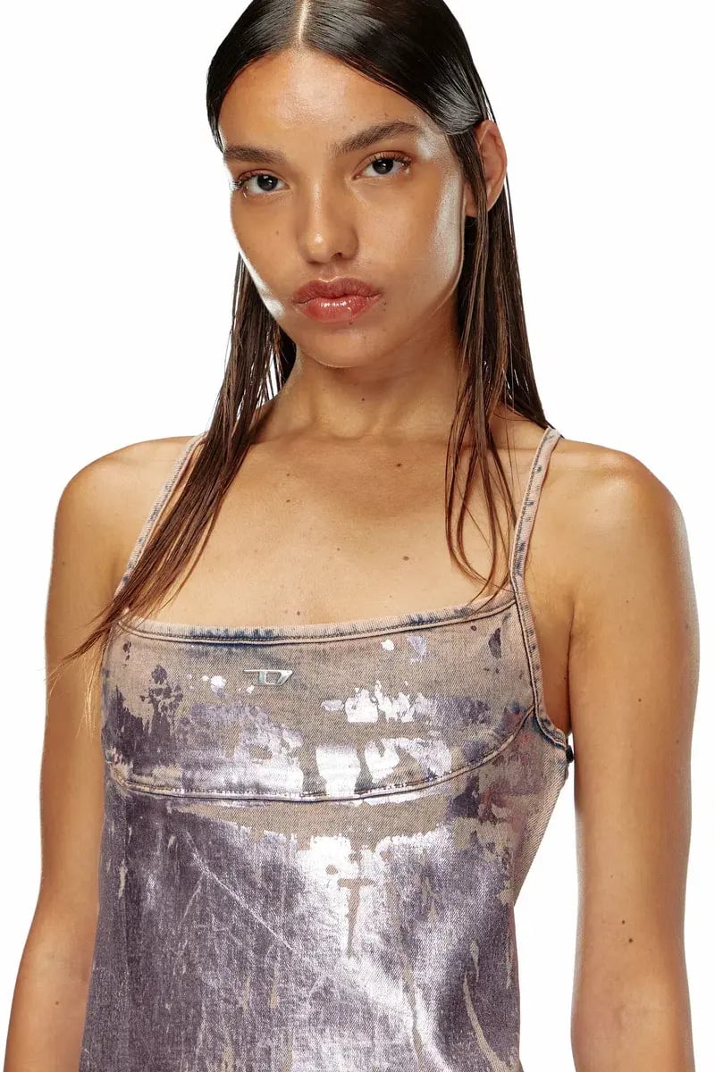 Diesel Strappy mini dress in pop-colour denim photo 2