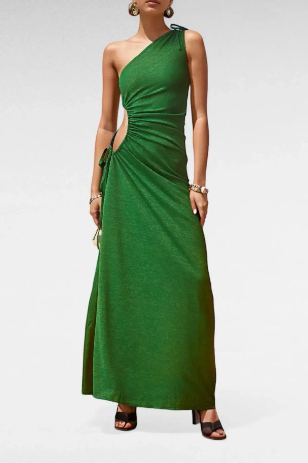 Sonya Nour Forest Shimmer Maxi Dress Green Size 8 photo 2