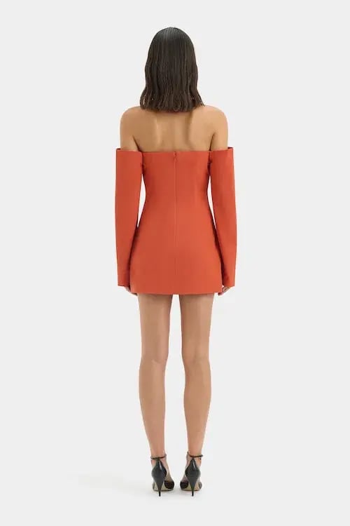 Sir The Label Rossana Off Shoulder Mini Dress Terracotta Size 3 / AU 12 photo 4