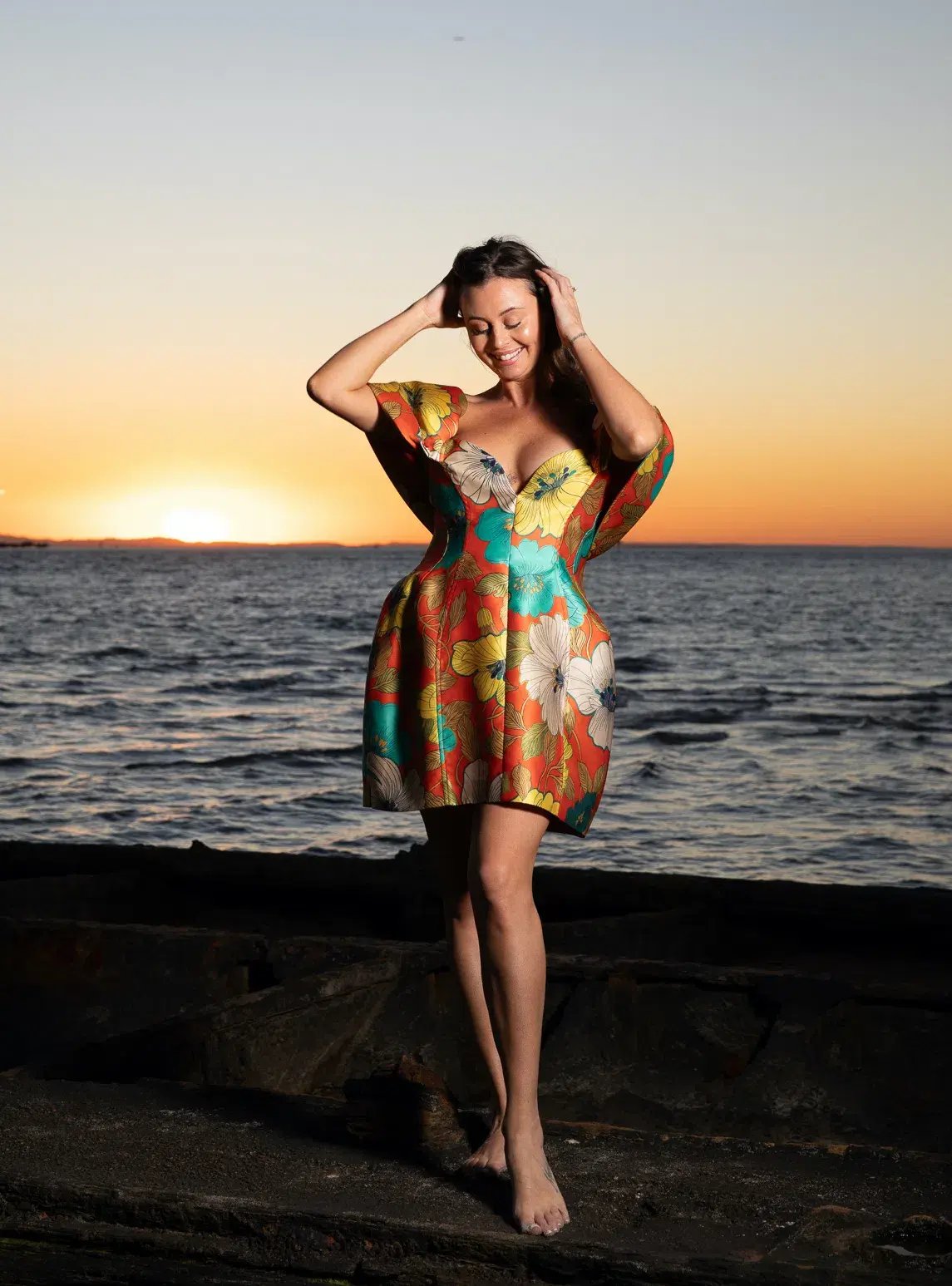 Alemais Piato Sculpt Mini Dress Marigold Multi Floral Size 14 photo 9