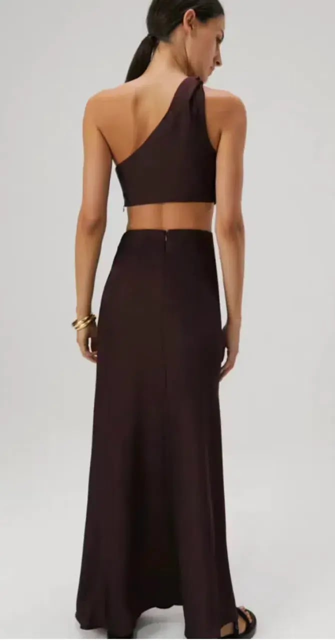 Misha Kristin Satin Gown Port Size 8 photo 3