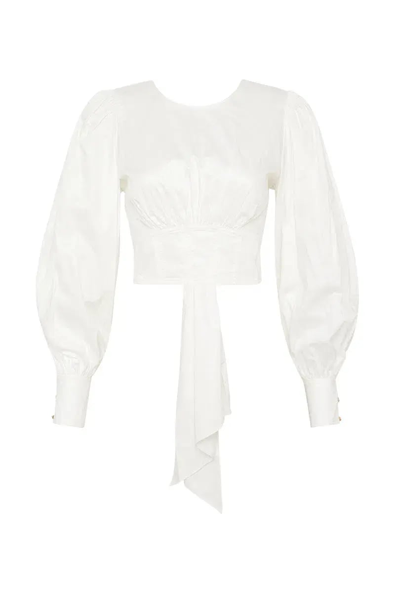 Aje Poised Lace Up Cropped Top Ivory Size 12 / L photo 4