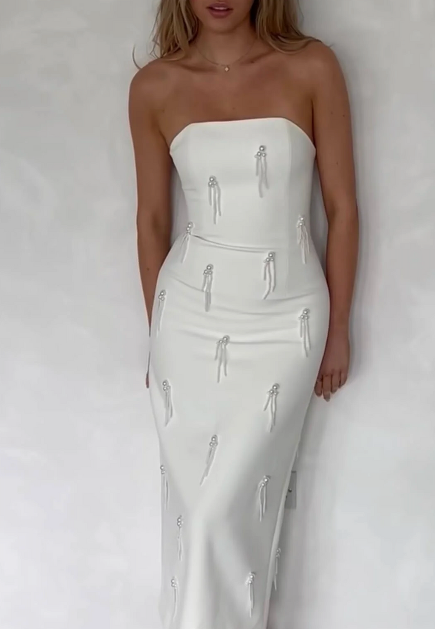 Odd Muse Embellished Midi Dress White photo 4
