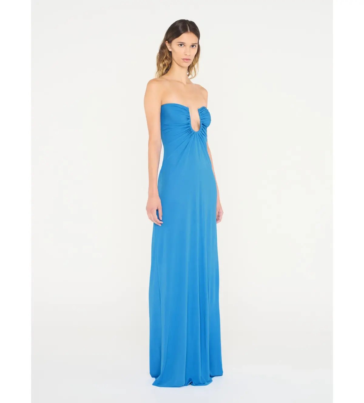 Christopher Esber Arced Palm Strapless Dress in Boston Blue Size 6 photo 3