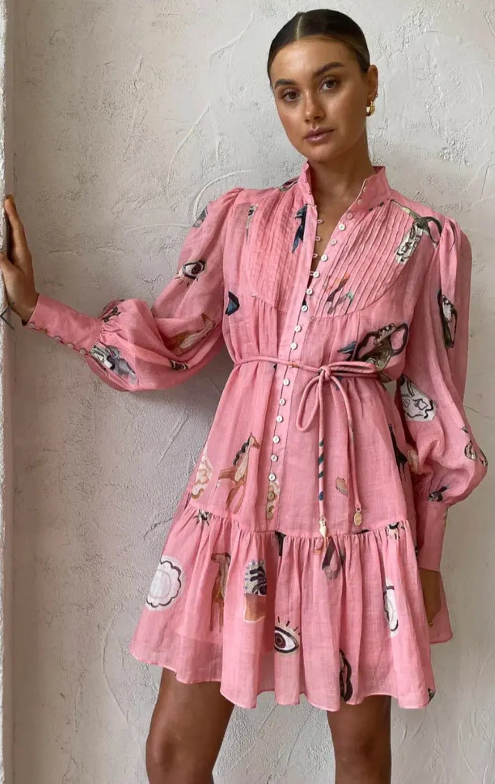 Alemais Cleo Smock Mini Dress Pink Size 14 photo 8