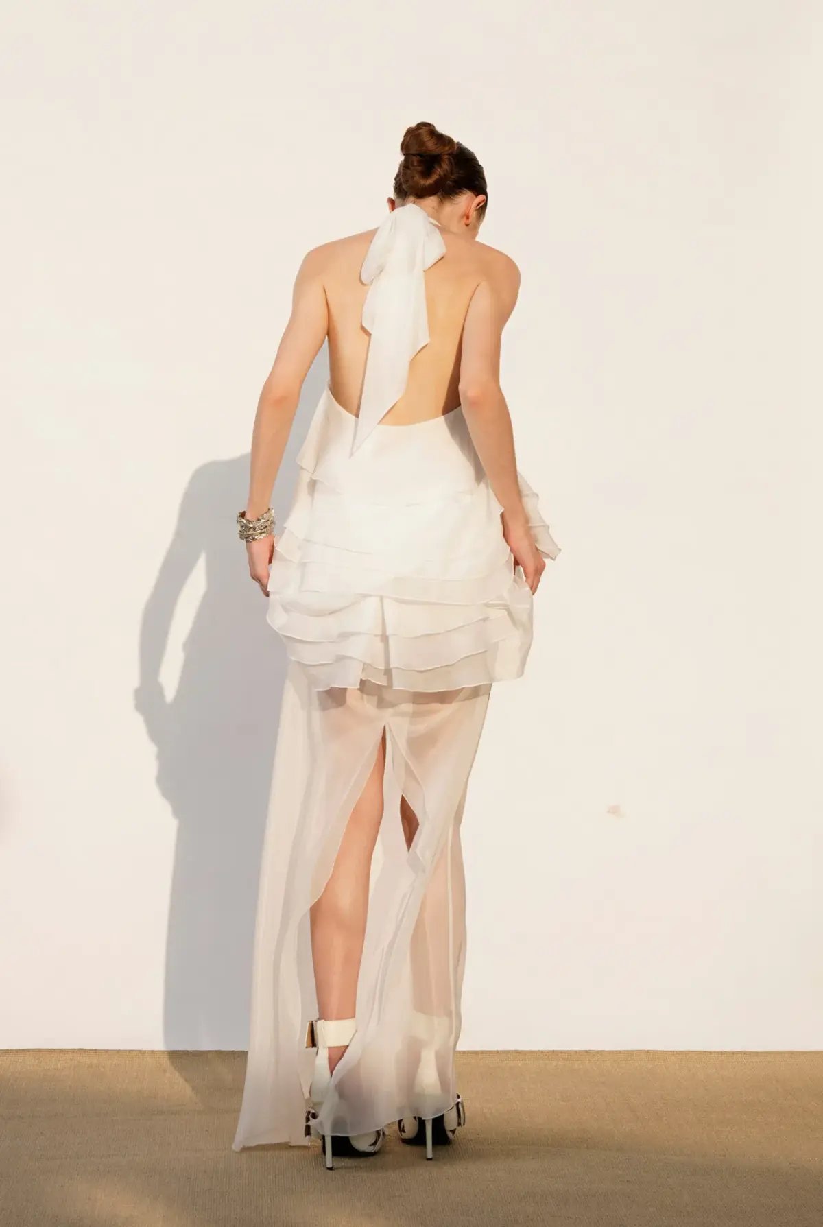 Datt Sunrose Ruffle Gown White Size 8 photo 2