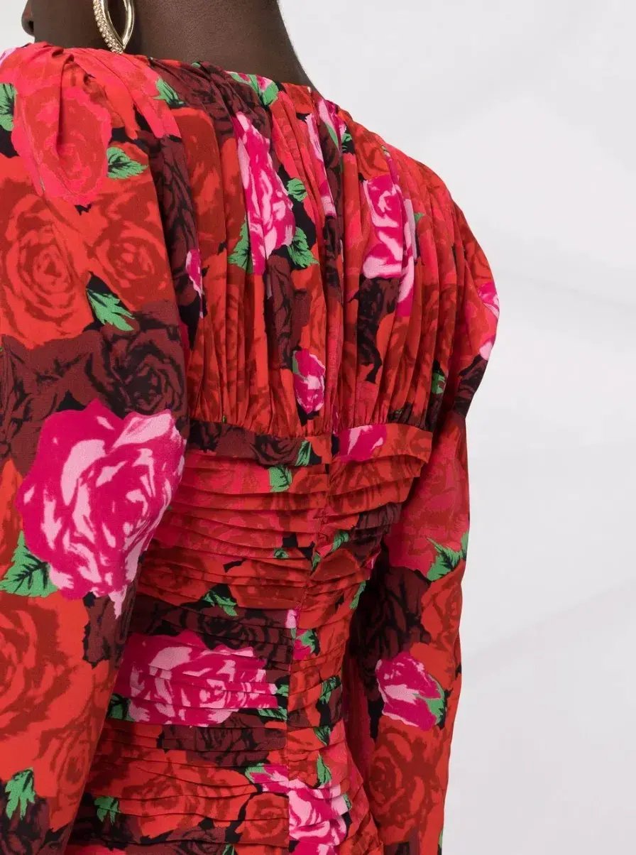 MAGDA BUTRYM Silk V Neck Dress Floral Print photo 6