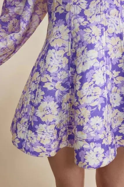 Acler - Ardanary Mini Dress In Violet Imprint - Size 8 photo 6