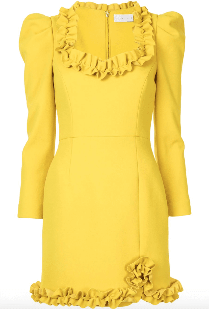 Rebecca Vallance Baci Long Sleeve Mini Dress Yellow Size AU 10 photo 3