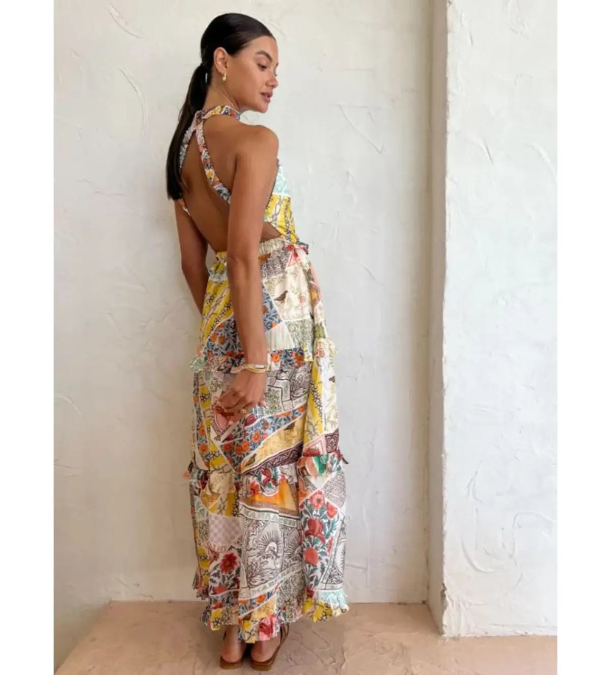 Kate Ford Zellejie Long Layered Maxi Dress Multi Print Size AU 6 photo 3