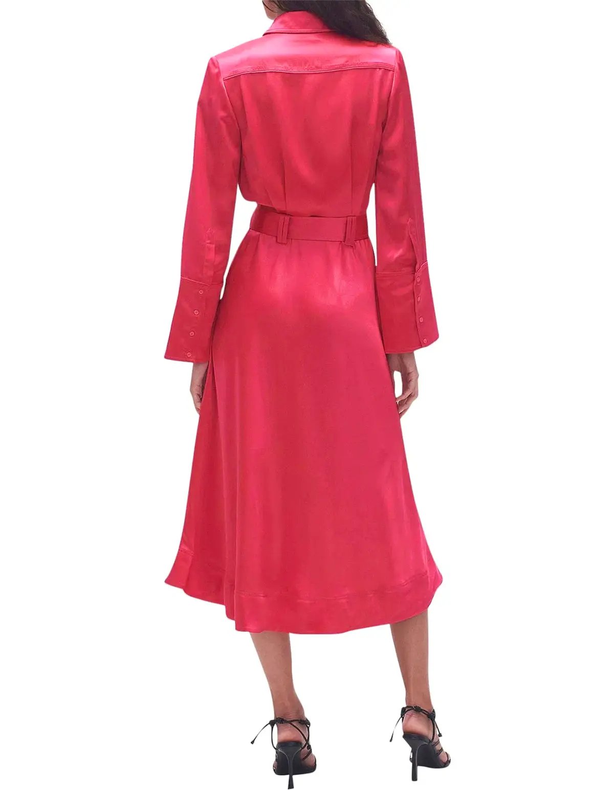 Aje Echo Belted Midi Shirt Dress Hot Pink Size 10 photo 3