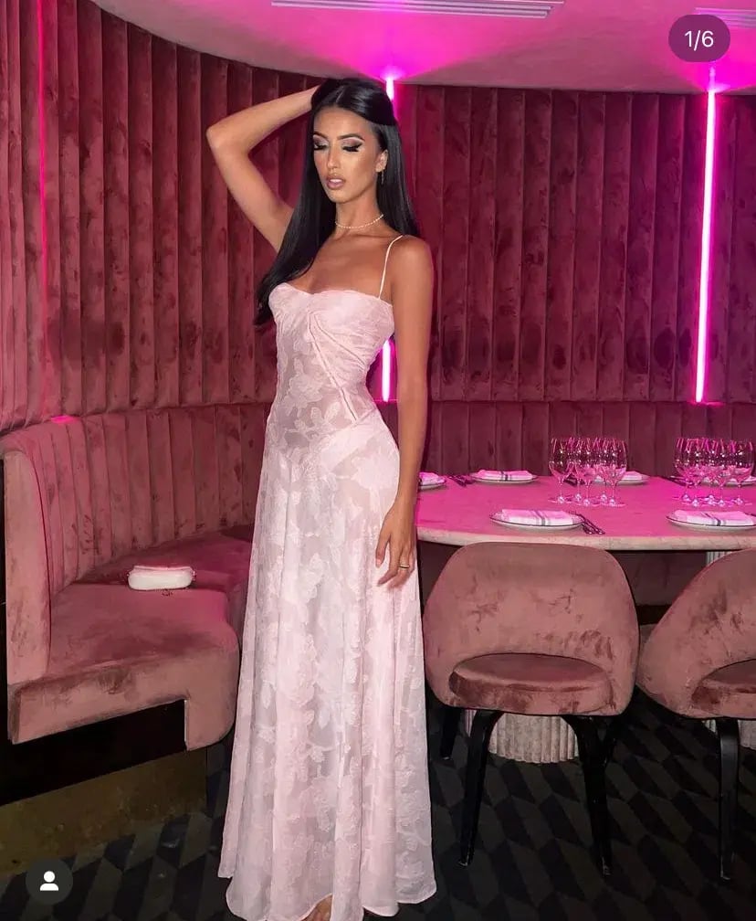 House of CB Seren Corset Lace Back Maxi Dress Soft Pink Floral Size Small / Au 8 photo 5