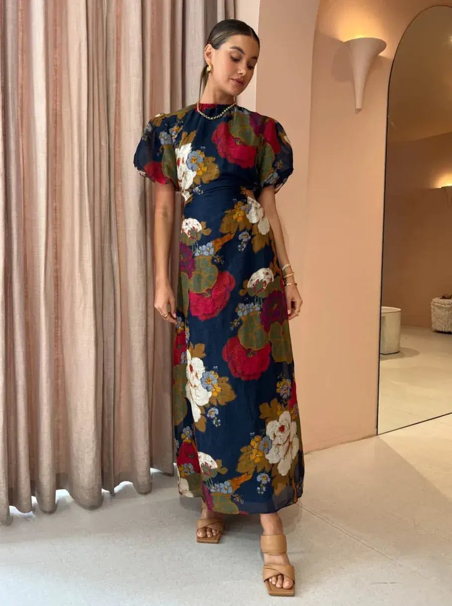 Sir the Label Bonita Puff Sleeve Gown Floral Size 1 / Au 8 photo 6
