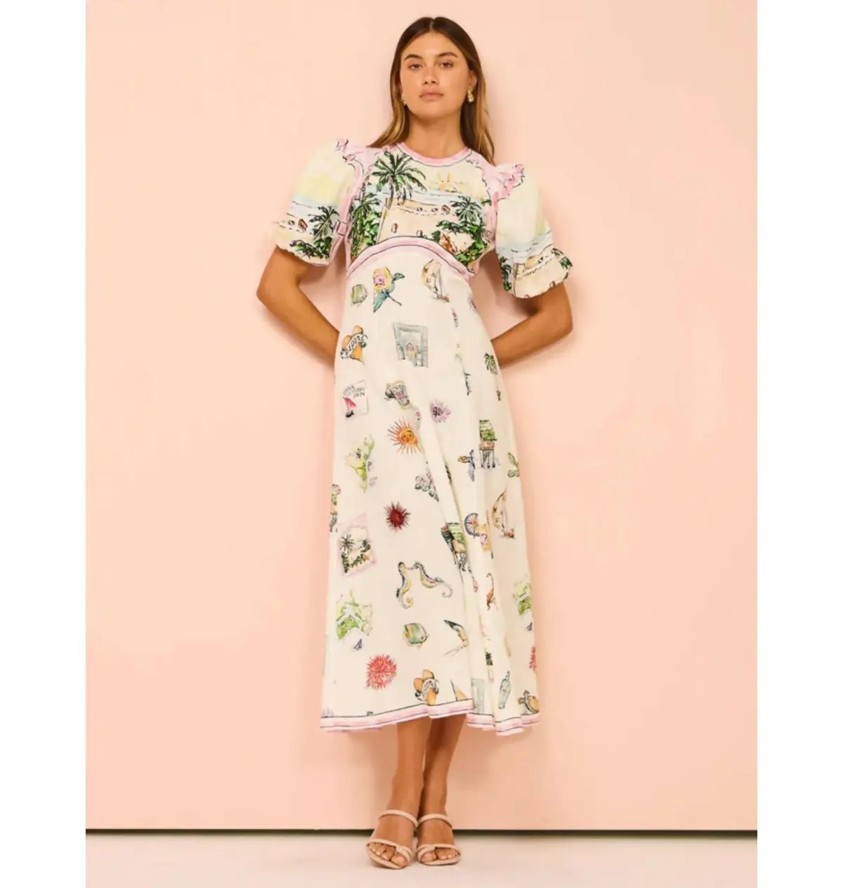 Alemais Sunset Midi Dress Print Size AU 10 photo 3