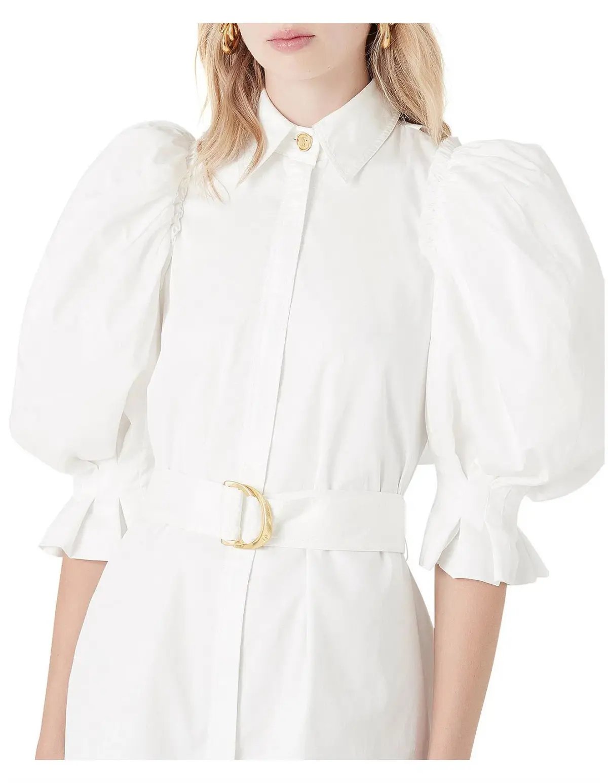 Aje Eucalypt Puff Sleeve Shirt Dress White Size 8 photo 2