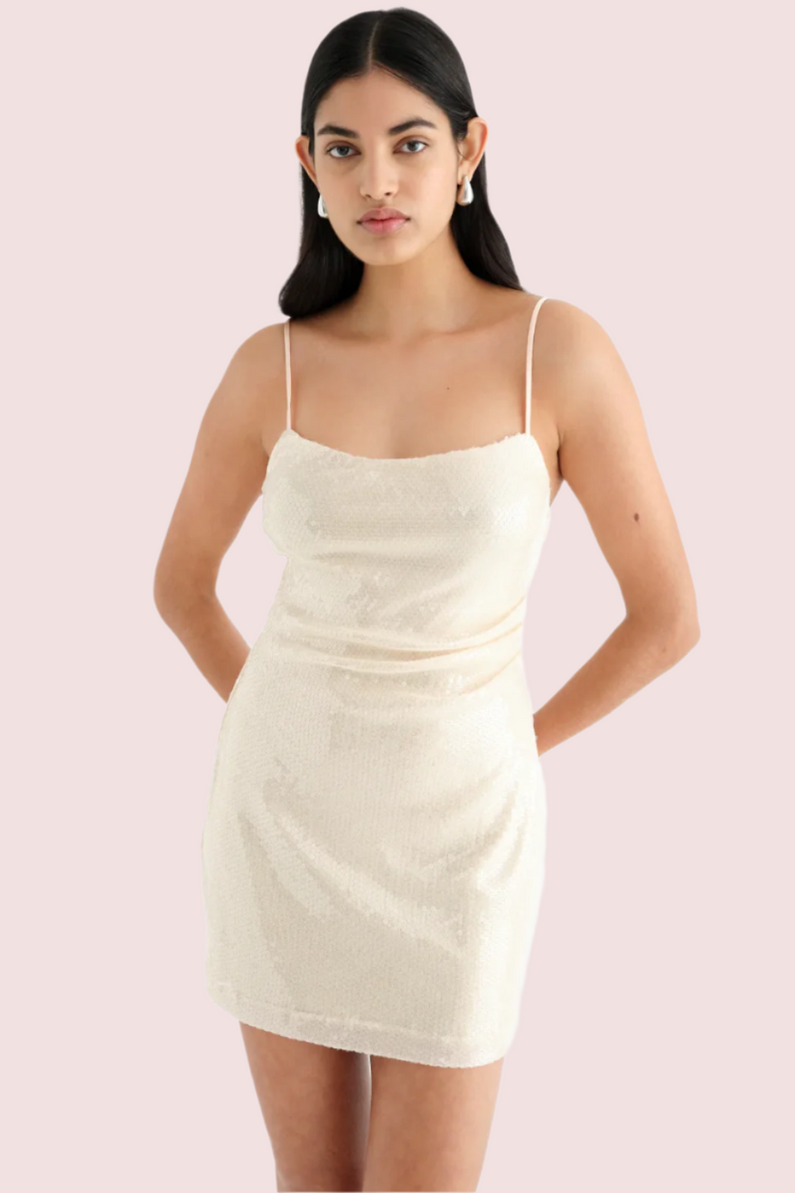 Benni Juliano Sequin Slip Mini Dress Light Toffee photo 2