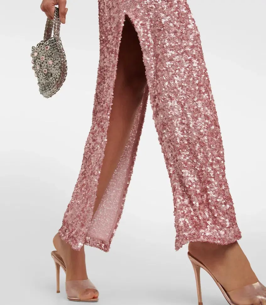 Rotate Birger Christensen Kasia Sequined Maxi Dress Pink Size 10 photo 4