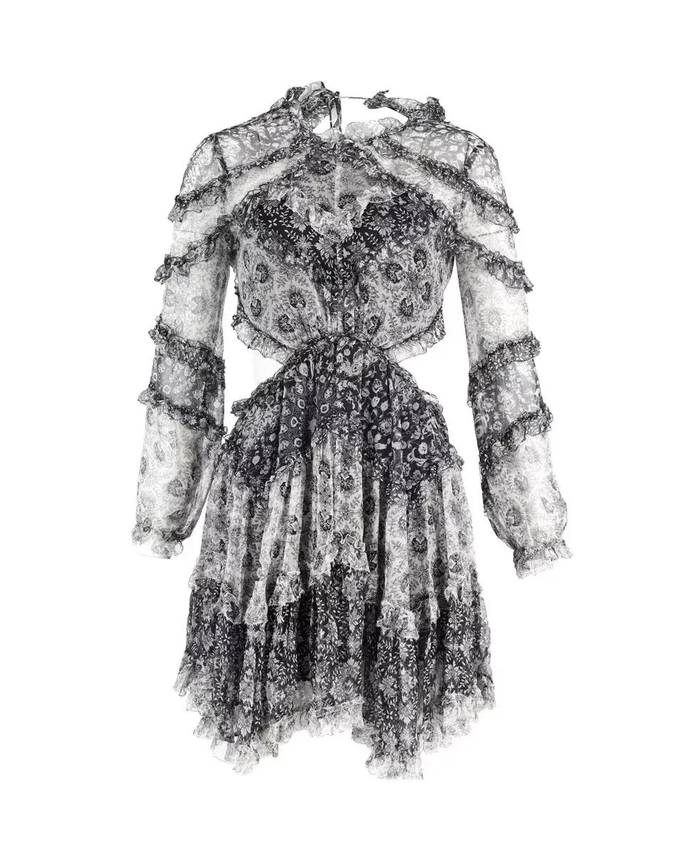 Zimmermann Divinity Ruffle Mini Dress Spliced Size 1 / AU 10 photo 3