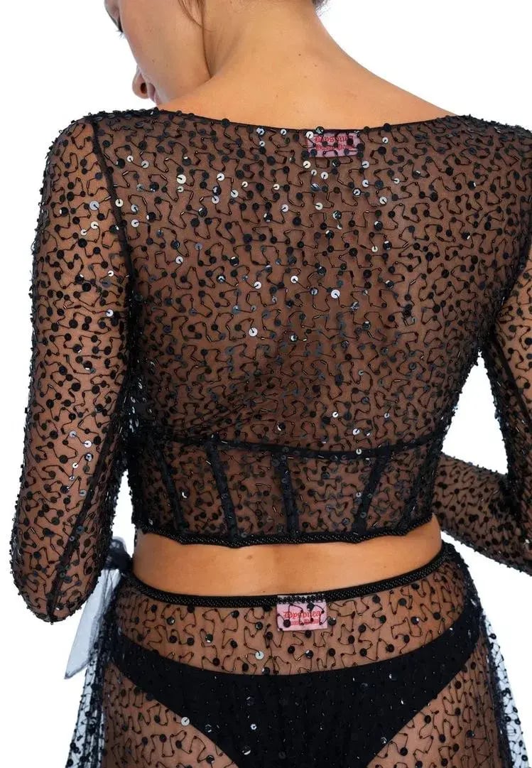 Dyspnea Certified Freak Bodice Black Sequin Size M/AU 10 photo 2